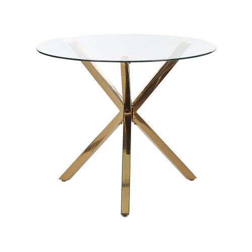 Table Ronde En Verre Avec Pieds Dorés 90 Cm Savoni