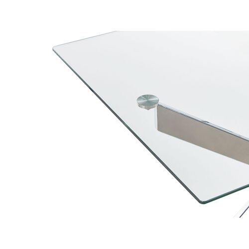 Table à Manger Rectangulaire Verre Et Chrome Argenté 120 X 70 Cm Maramo