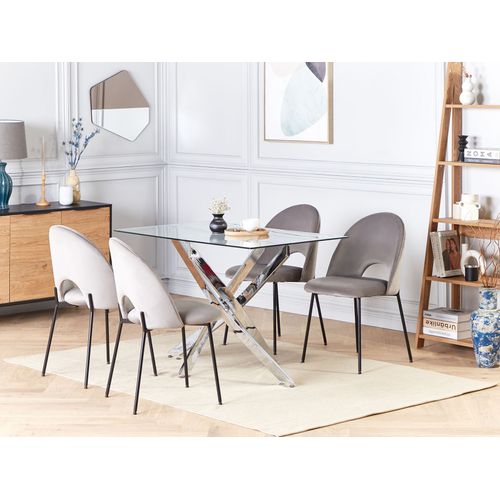 Table à Manger Rectangulaire Verre Et Chrome Argenté 120 X 70 Cm Maramo