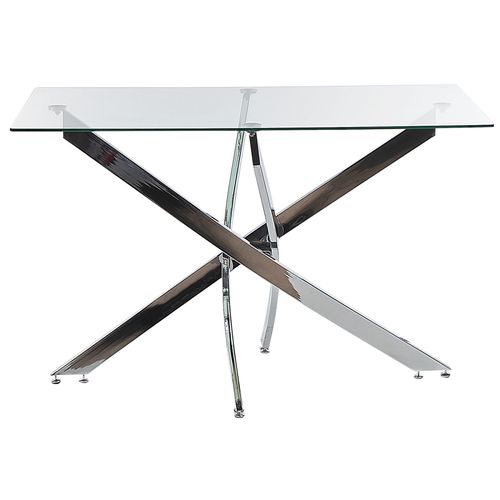 Table à Manger Rectangulaire Verre Et Chrome Argenté 120 X 70 Cm Maramo
