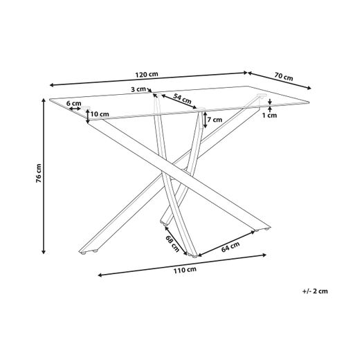 Table à Manger Rectangulaire Verre Et Chrome Argenté 120 X 70 Cm Maramo