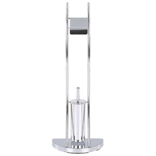 Porte Papier-toilette Sur Pied Avec Brosse En Métal Argenté Soacha