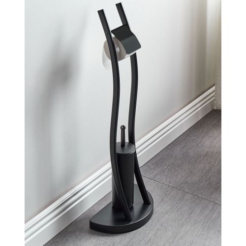 Porte Papier-toilette Sur Pied Avec Brosse En Métal Noir Soacha
