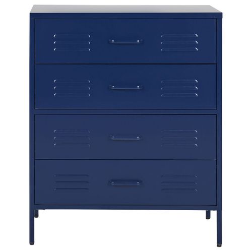 Commode à 4 Tiroirs En Métal Bleu Marine Enago