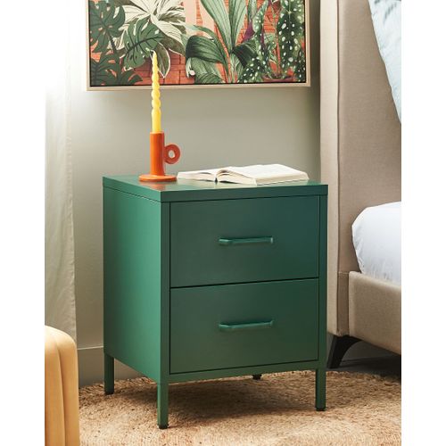 Table De Nuit à 2 Tiroirs Vert Malavi