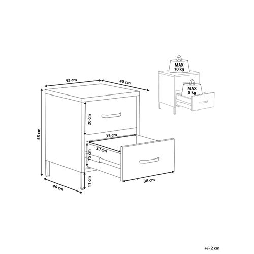 Table De Nuit à 2 Tiroirs Vert Malavi