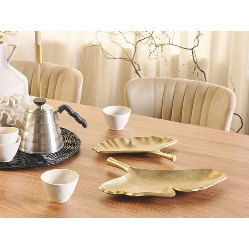 Set De 2 Plateaux Décoratifs Feuille Aluminium Doré Palenque