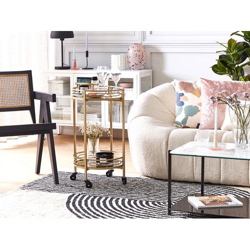 Desserte De Cuisine Ronde Avec Plateau Effet Miroir Doré Farley