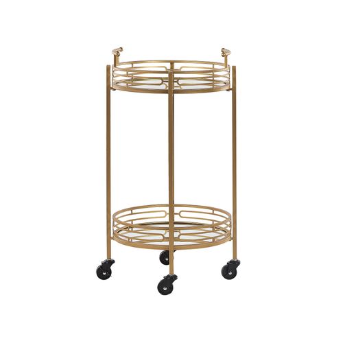 Desserte De Cuisine Ronde Avec Plateau Effet Miroir Doré Farley