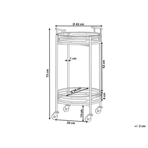 Desserte De Cuisine Ronde Avec Plateau Effet Miroir Doré Farley
