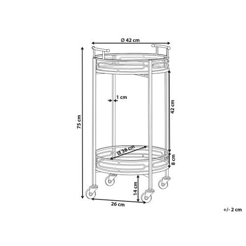 Desserte De Cuisine Ronde Avec Plateau Effet Miroir Doré Farley