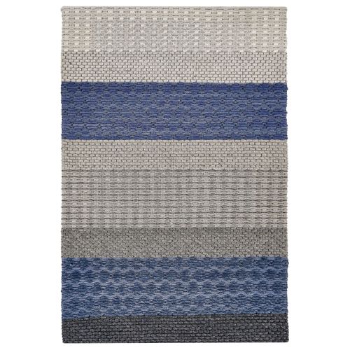 Tapis En Laine à Rayures Bleu-gris 160 X 220 Cm Akkaya