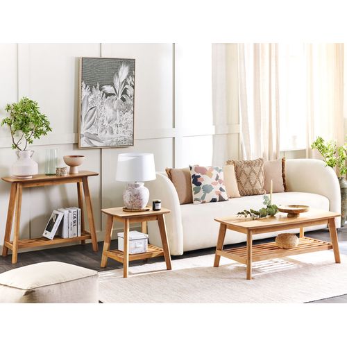 Table Basse Avec Étagère Bois Clair Tulare