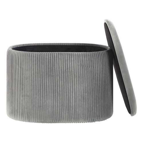 Pouf De Rangement En Velours Gris Clair Richland