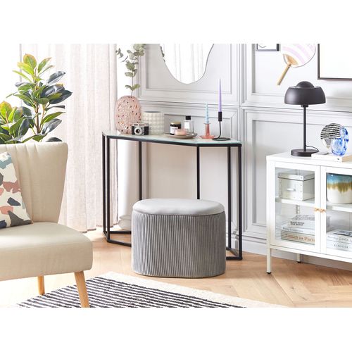 Pouf De Rangement En Velours Gris Clair Richland