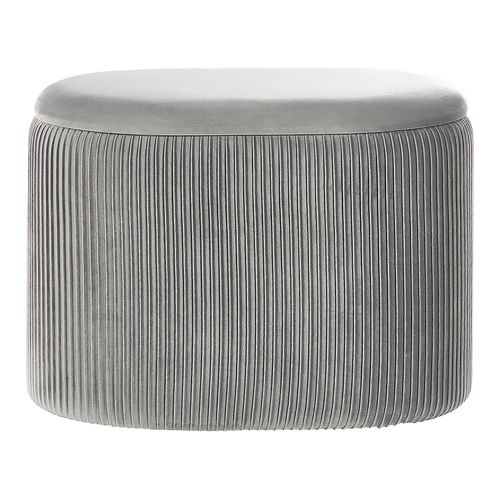 Pouf De Rangement En Velours Gris Clair Richland