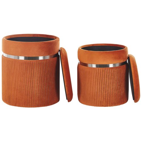 Lot De 2 Poufs De Rangement En Velours Orange Camdenton