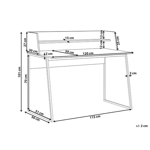 Table De Bureau 120 X 59 Cm Bois Clair Gorus