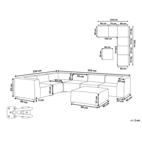 Canapé De Jardin Côté Droit Polyester Gris Arezzo
