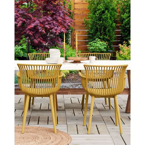 Chaise De Jardin Set De 4 Matière Synthétique Jaune Pesaro