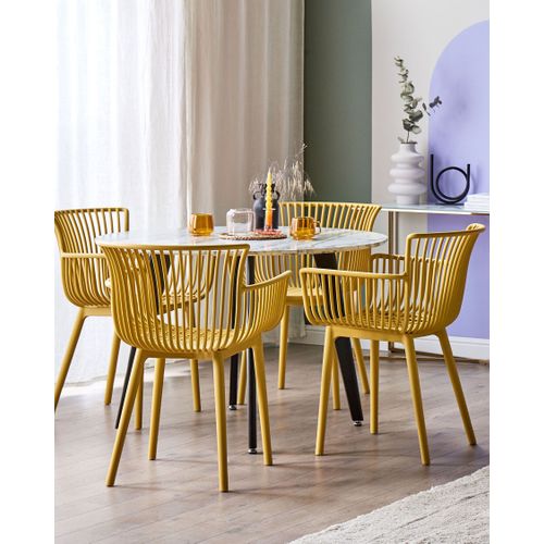 Chaise De Jardin Set De 4 Matière Synthétique Jaune Pesaro