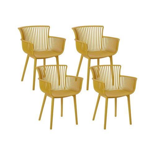 Chaise De Jardin Set De 4 Matière Synthétique Jaune Pesaro