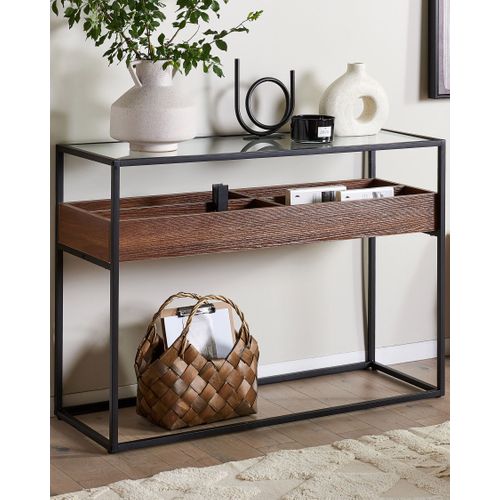 Console Au Plateau De Verre Bois Sombre/noir Waco
