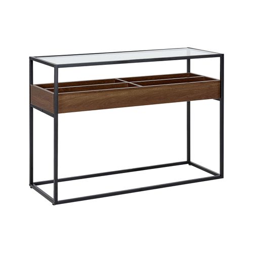Console Au Plateau De Verre Bois Sombre/noir Waco