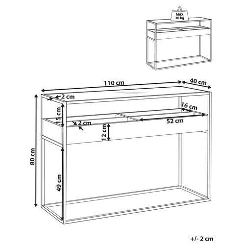 Console Au Plateau De Verre Bois Sombre/noir Waco