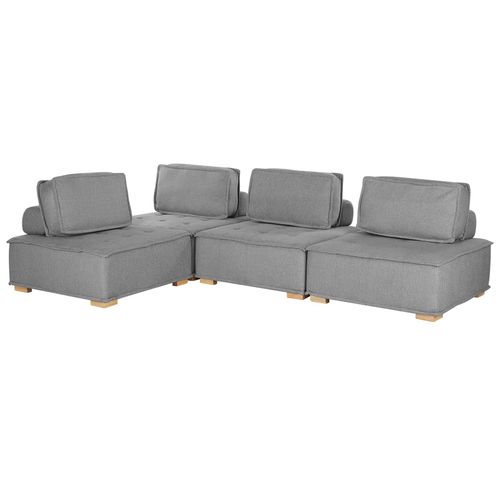 Canapé D'angle Modulable 4 Places En Tissu Gris Tibro