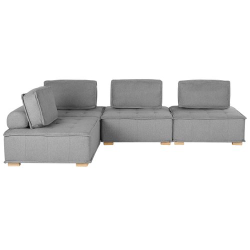 Canapé D'angle Modulable 4 Places En Tissu Gris Tibro