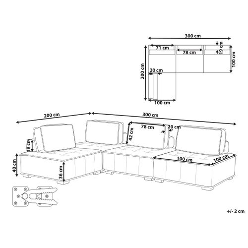 Canapé D'angle Modulable 4 Places En Tissu Gris Tibro