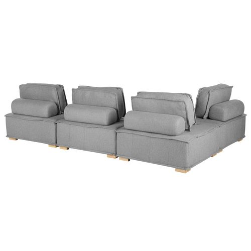 Canapé D'angle Modulable 4 Places En Tissu Gris Tibro