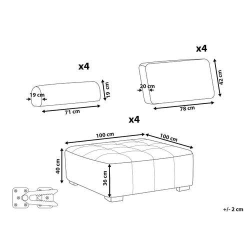 Ensemble Canapés Modulables 4 Places Rose Tibro
