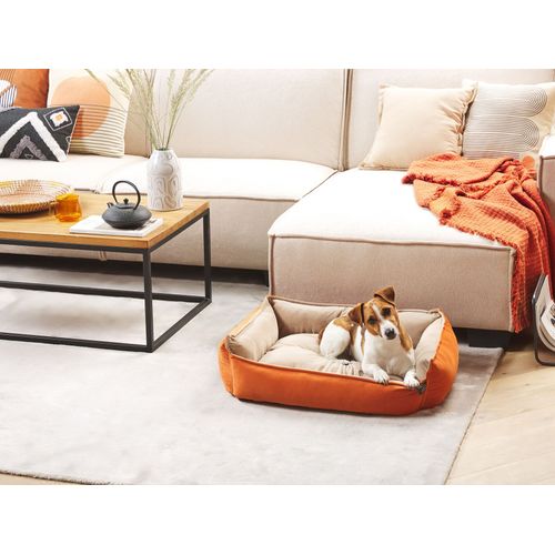 Lit Pour Chien Reversible 70 X 60 Cm Orange Et Beige Izmir