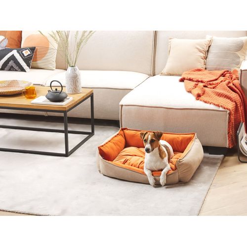 Lit Pour Chien Reversible 70 X 60 Cm Orange Et Beige Izmir