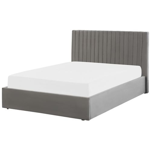 Lit Avec Coffre En Velours Gris 140 X 200 Cm Vion