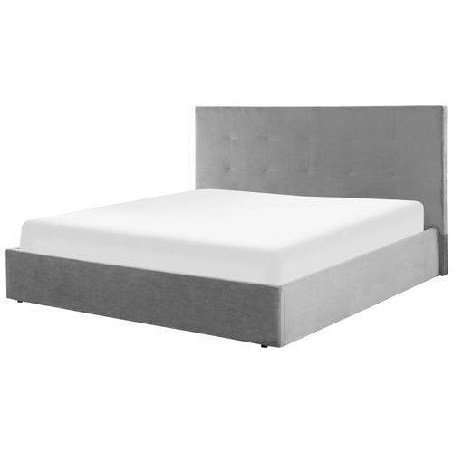 Lit Avec Coffre En Velours Gris 180 X 200 Cm Lorient