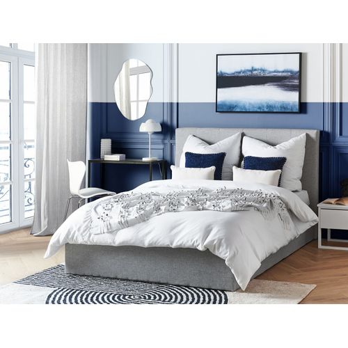 Lit Avec Coffre En Tissu Gris 140 X 200 Cm Lorient