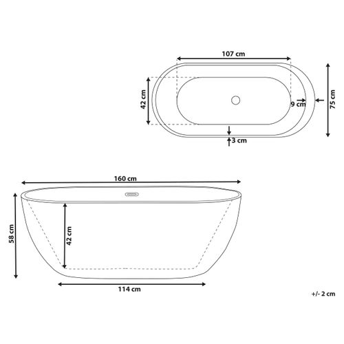 Baignoire Îlot Rouge 160 X 75 Cm Nevis