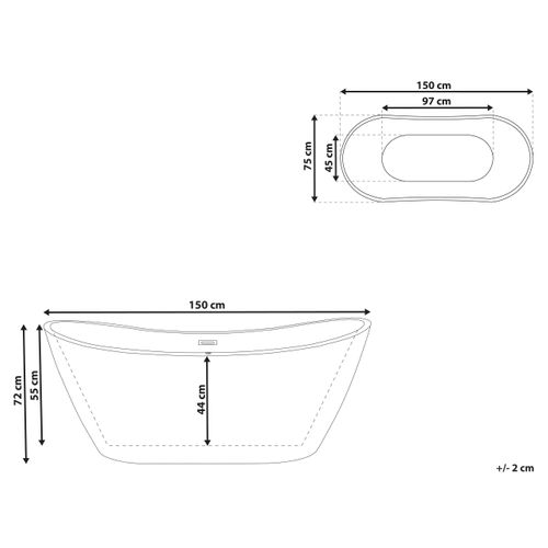 Baignoire Îlot Rouge 150 X 75 Cm Antigua