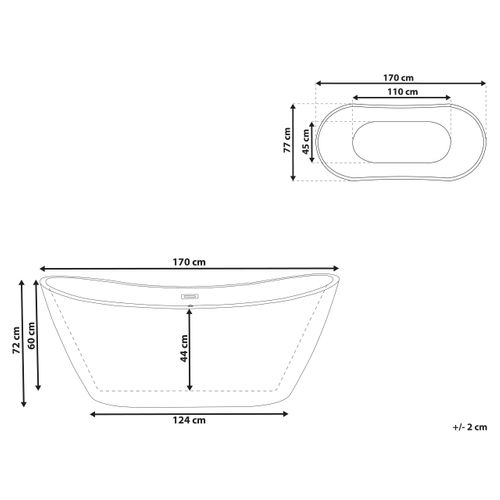 Baignoire Îlot 170 X 77 Cm Rouge Antigua