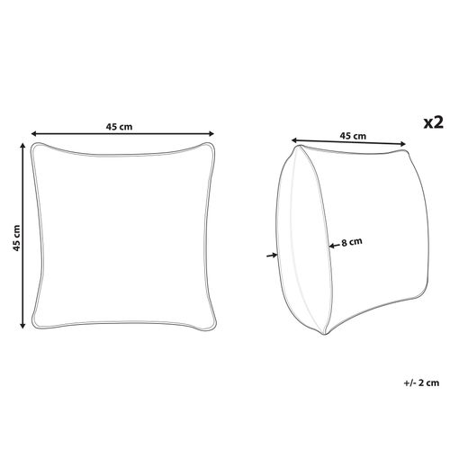 Lot De 2 Coussins Velours Bleu Monstera 45 X 45 Cm