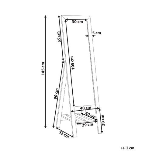 Miroir Sur Pied Avec Étagère En Bois Clair Luisant