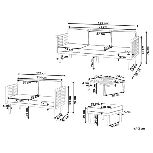 Set De Jardin Acacia Bois Clair Baratti