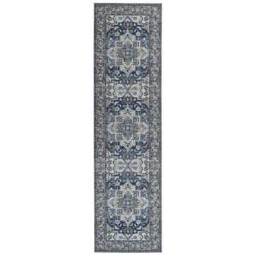 Tapis Gris Et Bleu 80 X 300 Cm Kottar