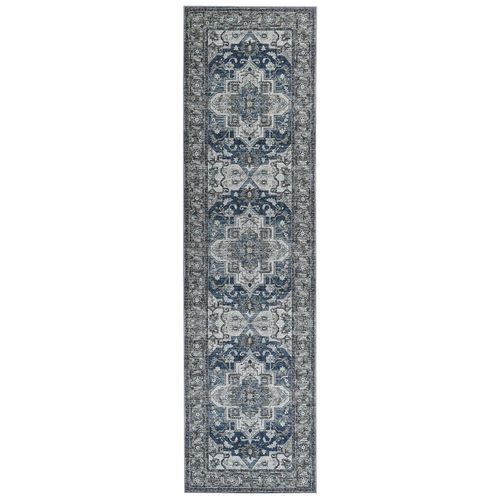 Tapis Gris Et Bleu 80 X 300 Cm Kottar