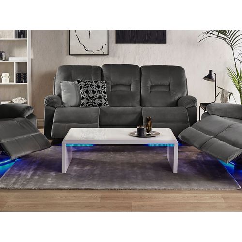 Canapé En Velours Gris 3 Places Inclinable Avec LED Et Port USB Bergen