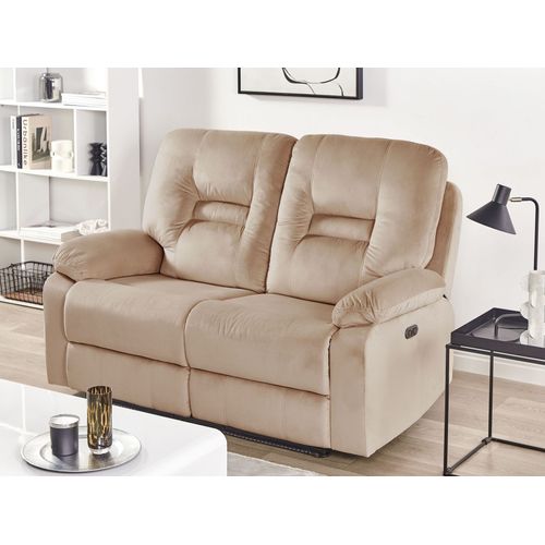 Canapé De Salon Électrique Inclinable En Velours Beige 2 Places Avec LED Et Port USB Bergen