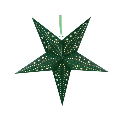 Lot De 2 Étoiles Décoratives LED 45 Cm En Papier Brillant Vert Motti